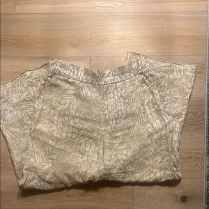 Beige Patterned Linen Pants